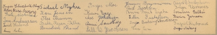 Signaturer på bilde fra Klasse 7b 1948/49 på Vinderen skole